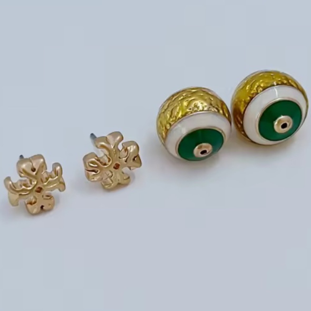 Tory Burch bauble backed double stud earrings - Picture 5 of 8